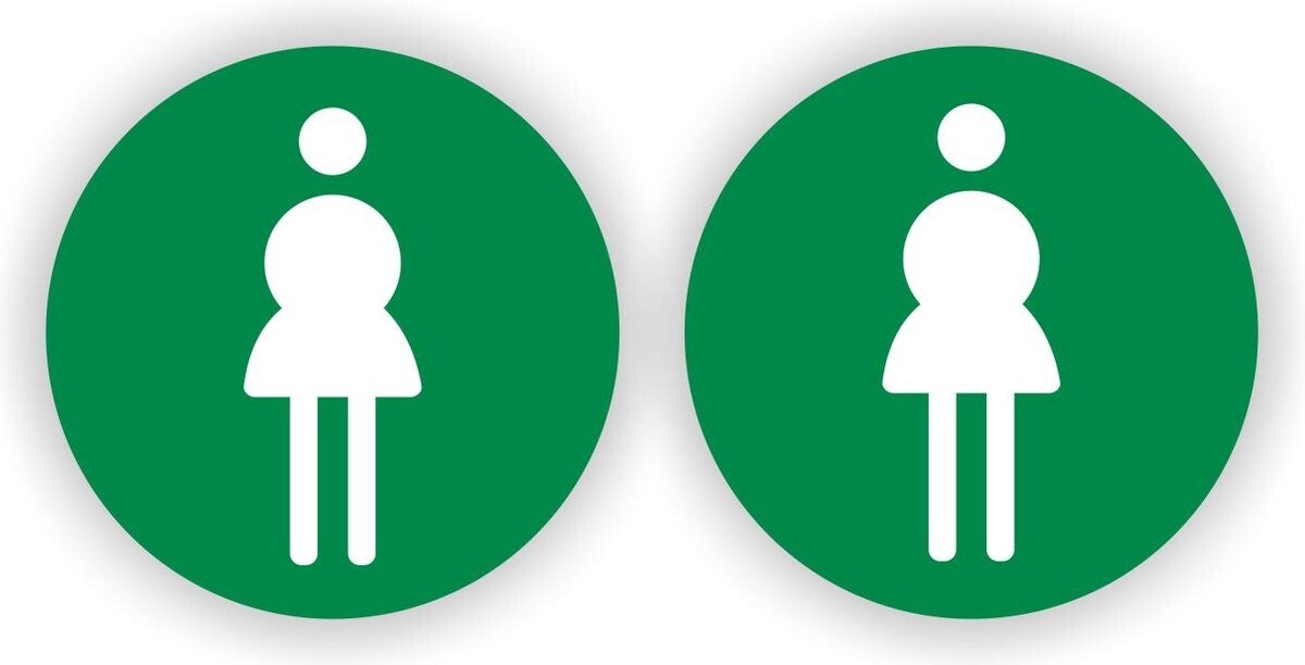 Dames Toilet - Pictogram Sticker - Set 2 stuks - Ø10 cm -groen (251.09)