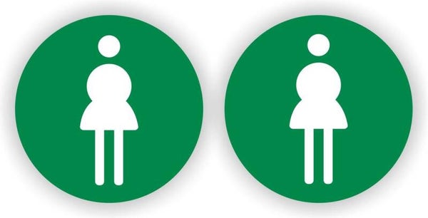 Dames Toilet - Pictogram Sticker - Set 2 stuks - Ø10 cm -groen (251.09)