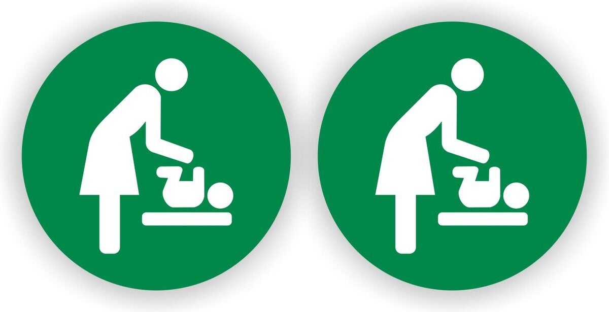 Babyverzorgingsruimte - Sticker Set – 2 stuks - Ø10 cm - groen (263.10)