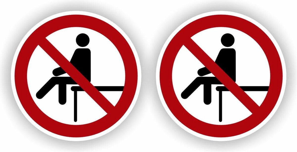 Niet op gaan zitten, stickers set 2 stuks  (1435.76)