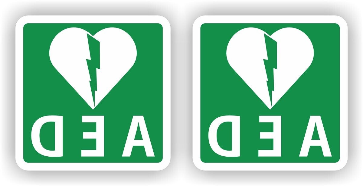 AED pictogram raamsticker in spiegelbeeld set 2 stuks (sp.116.79)