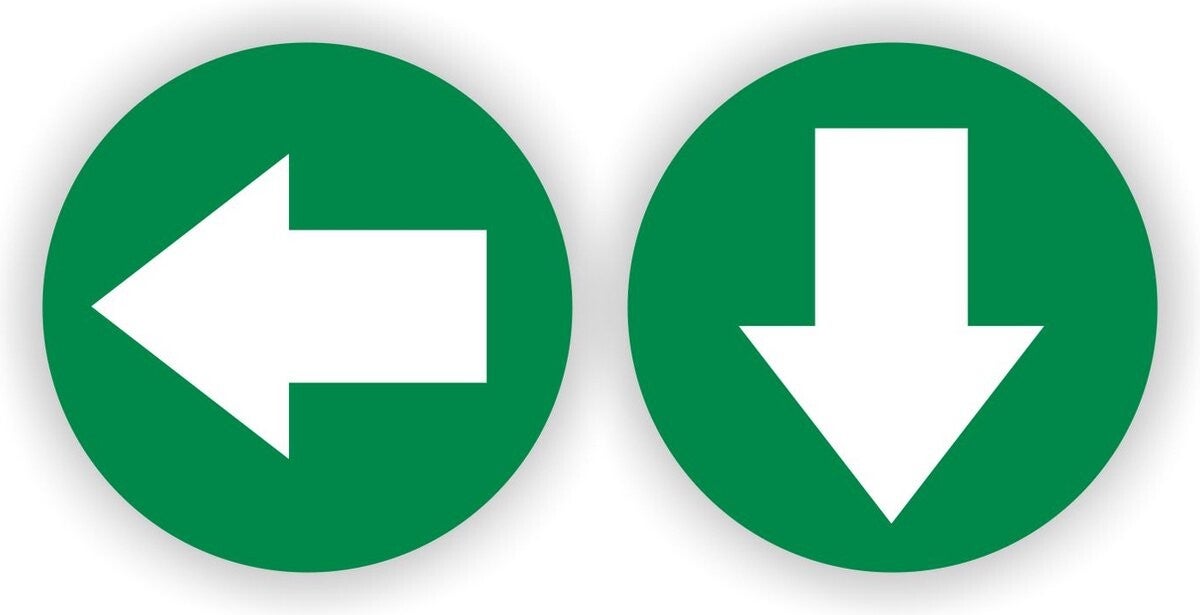 Verwijzingen naar b.v. de WC, pijlen sticker set 2 stuks groen (249.02)