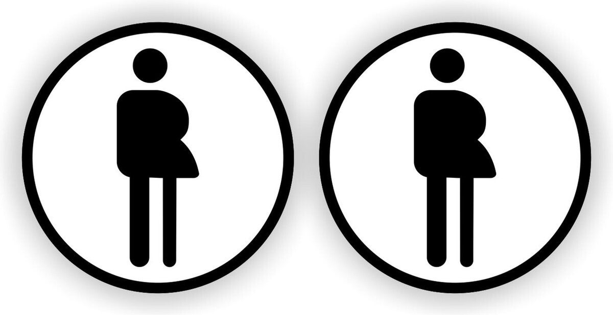 Gender neutraal WC pictogram sticker-set 2 stuks zwart/wit (257.10)