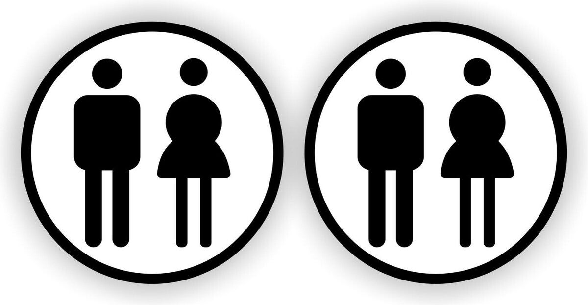Dames en Heren WC-pictogram-sticker-set 2 stuks zwart/wit (245.09)