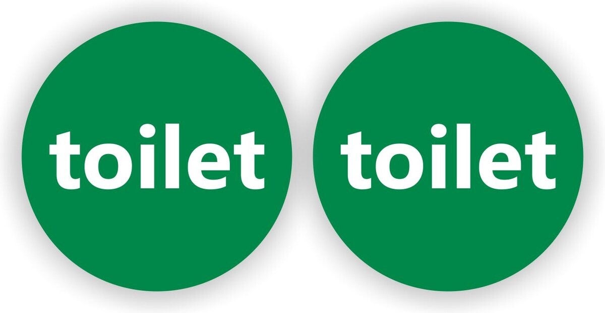 Toilet - Tekst Sticker - Set - 2 stuks - Ø10 cm - groen (269.10)