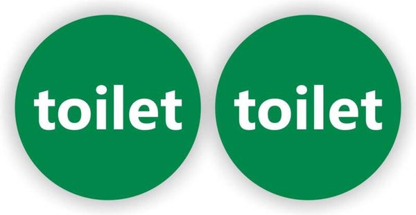 Toilet - Tekst Sticker - Set - 2 stuks - Ø10 cm - groen (269.10)