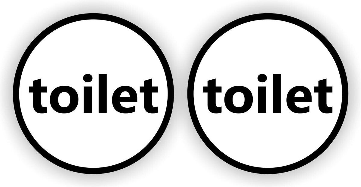 Toilet set 2 tekst stickers zwart wit (267.10)