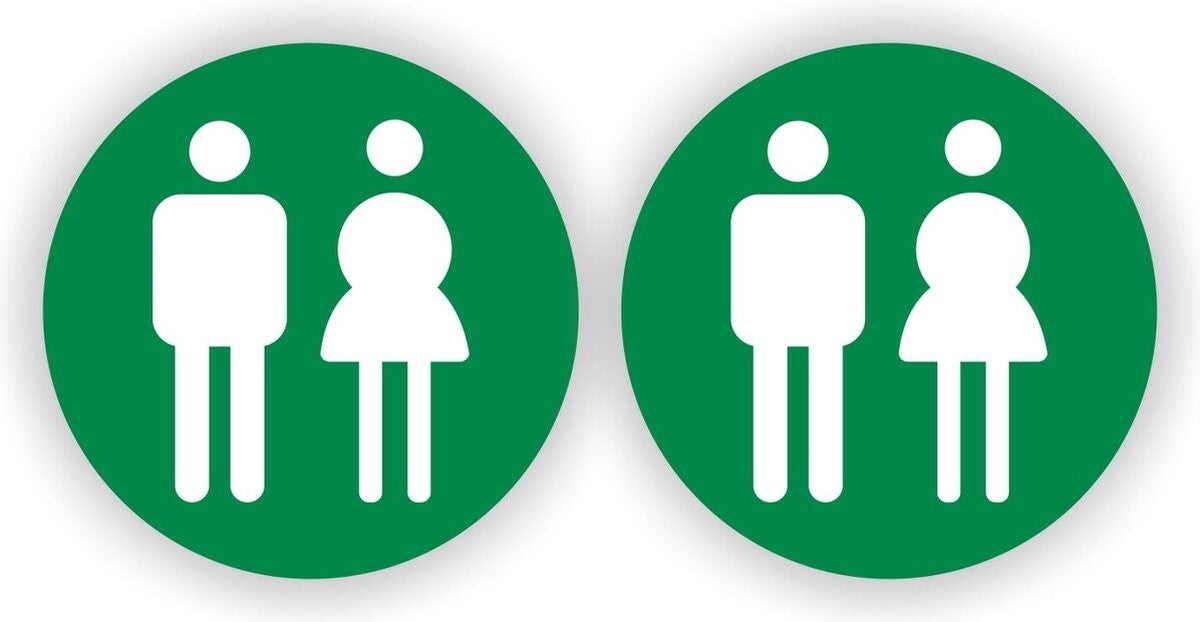 Dames, Heren Toilet sticker set 2 stuks  groen (243.09)