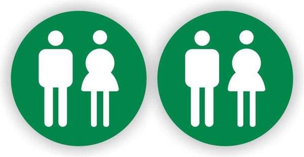 Dames, Heren Toilet sticker set 2 stuks  groen (243.09)