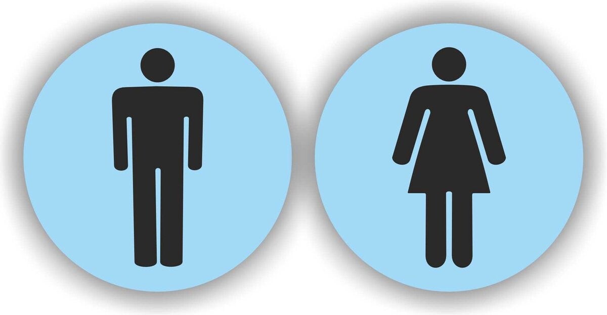 Dames en Heren toilet sticker set 2 stuks blauw  (1226.64)