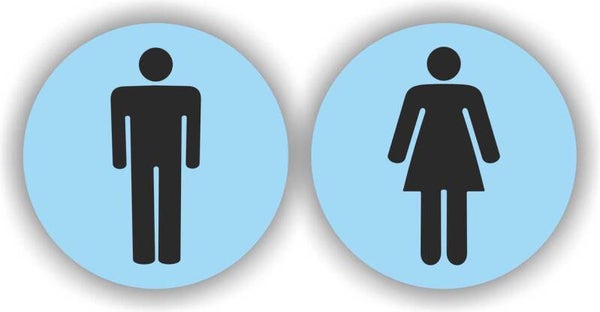 Dames en Heren toilet sticker set 2 stuks blauw  (1226.64)