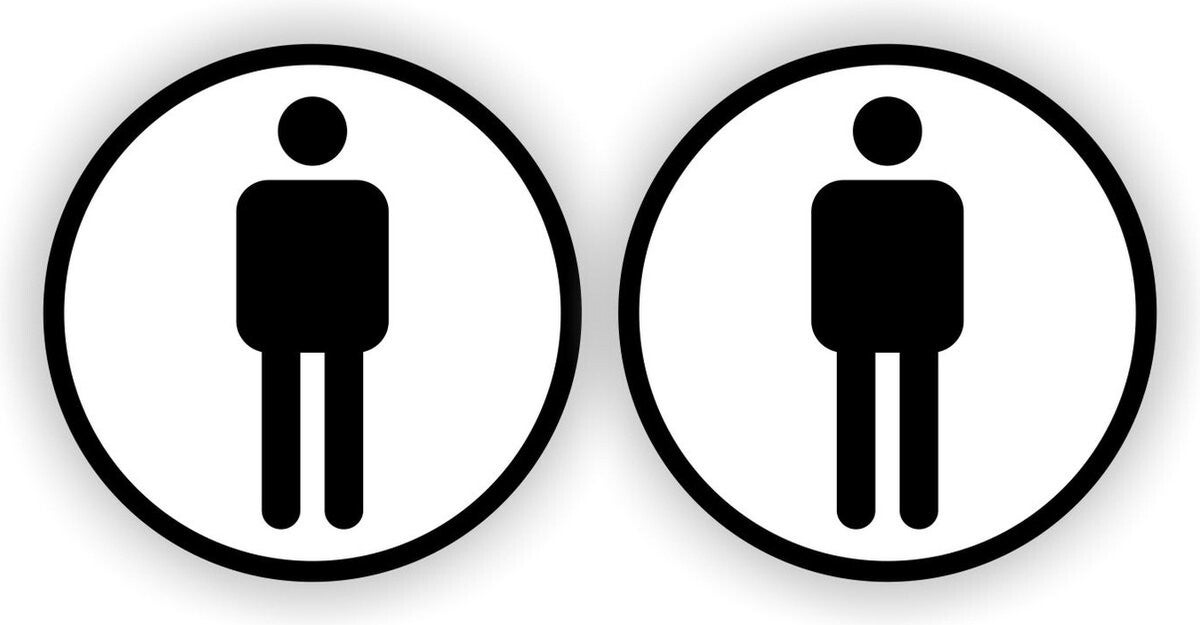 Heren WC-Stickers-pictogram- set 2 stuks zwart/wit (241.09)