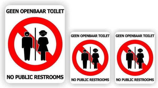 Geen openbaar toilet - No restroom - Sticker set (275.14)