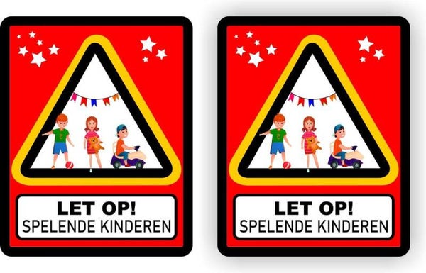 Spelende kinderen waarschuwing sticker set (335.30)