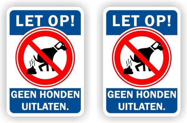 Geen honden uitlaten terrein sticker set. (923.la44)