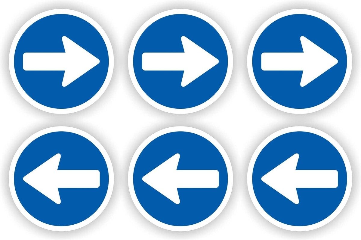 Richtingaanwijzer verkeersbord sticker set 6 stuks (321.16)