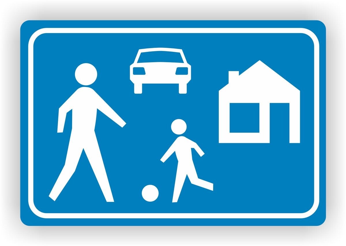 Speelstraat, Woonerf. Verkeersbord sticker (723.29)