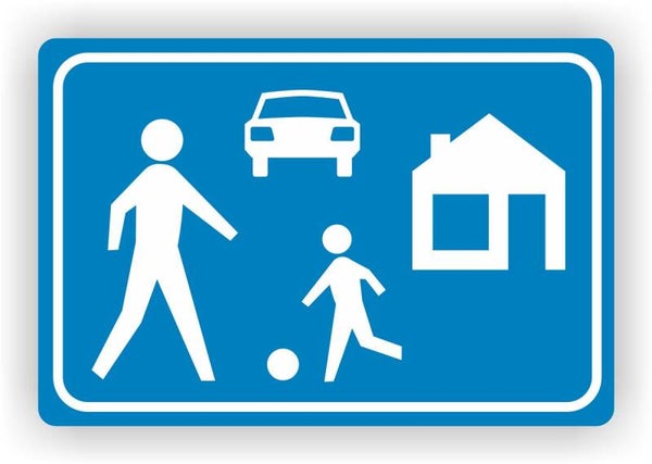 Speelstraat, Woonerf. Verkeersbord sticker (723.29)
