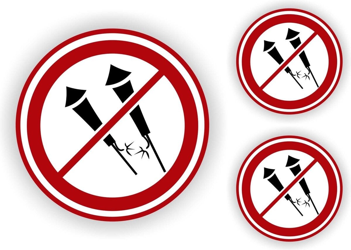 Hier geen vuurwerk afsteken set 3 stickers (974.48)