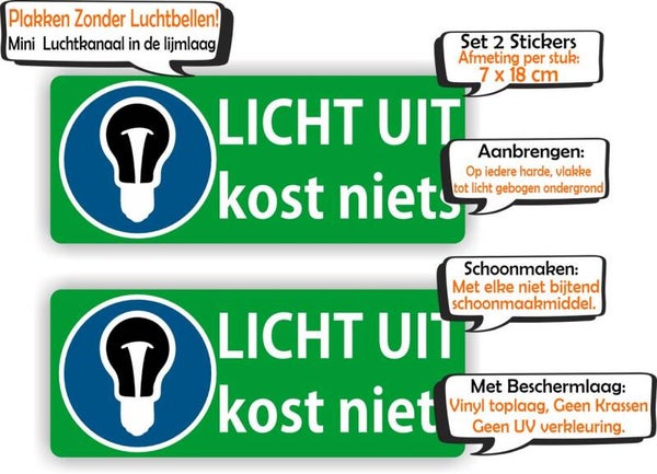 Licht uit kost niets sticker set 2 stuks (1027.49)