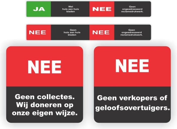 Ja Nee stickers en anti colportage deursticker set. (513.24)