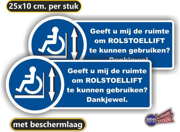 Rolstoellift aanwezig auto sticker set.  (897.32)