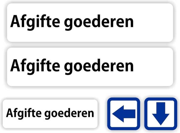Afgifte goederen bewegwijzering sticker set. (583.41)