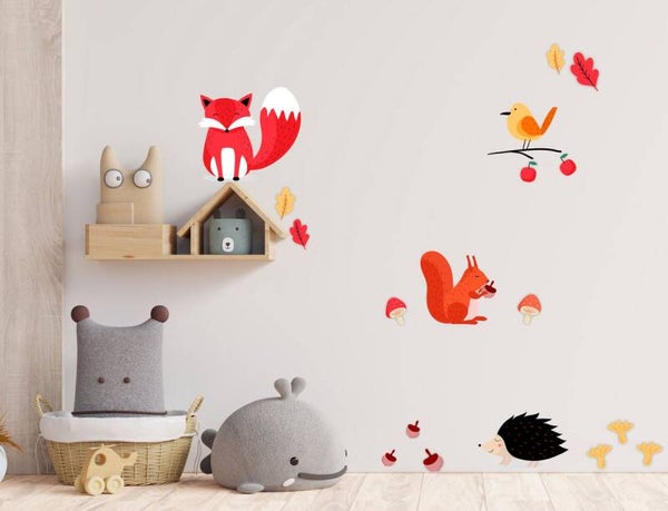 Vosje, Eekhoorn en andere dieren decoratie stickers (1033.wd.16)