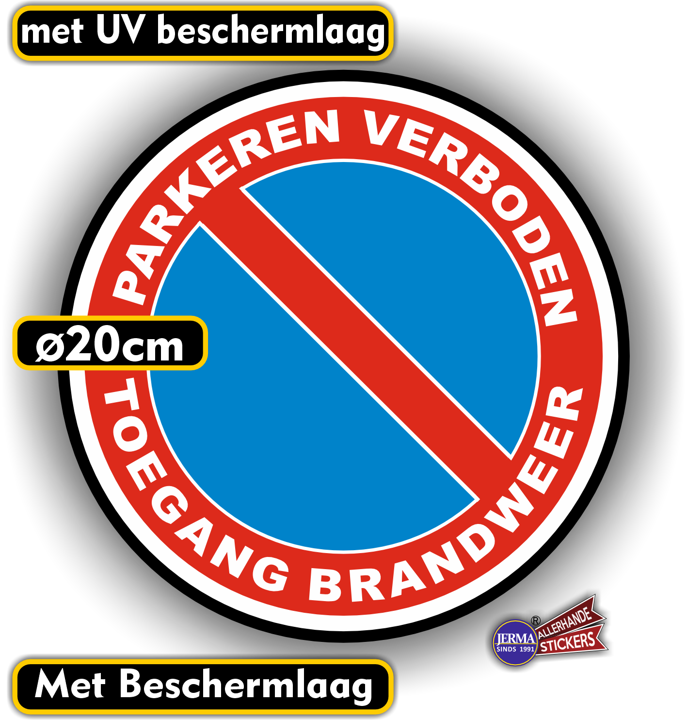 Niet parkeren Brandweer doorgang. Verkeersbord sticker (1205.63)