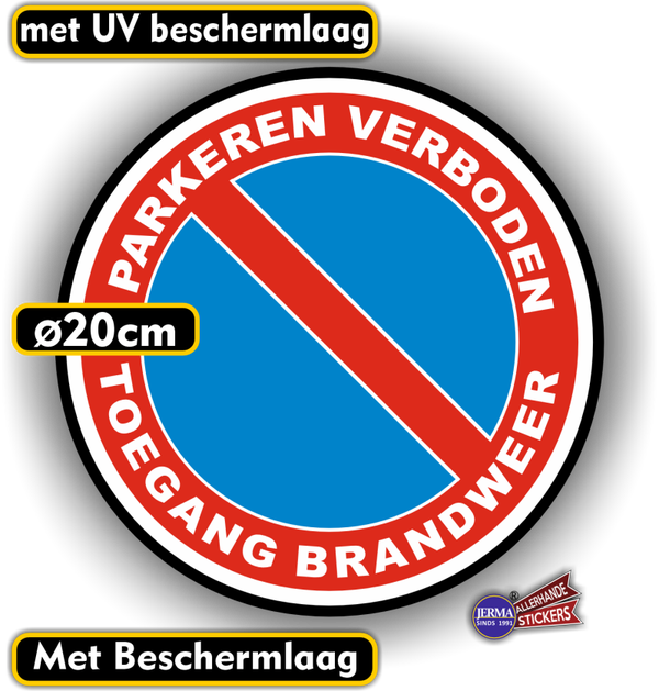 Niet parkeren Brandweer doorgang. Verkeersbord sticker (1205.63)