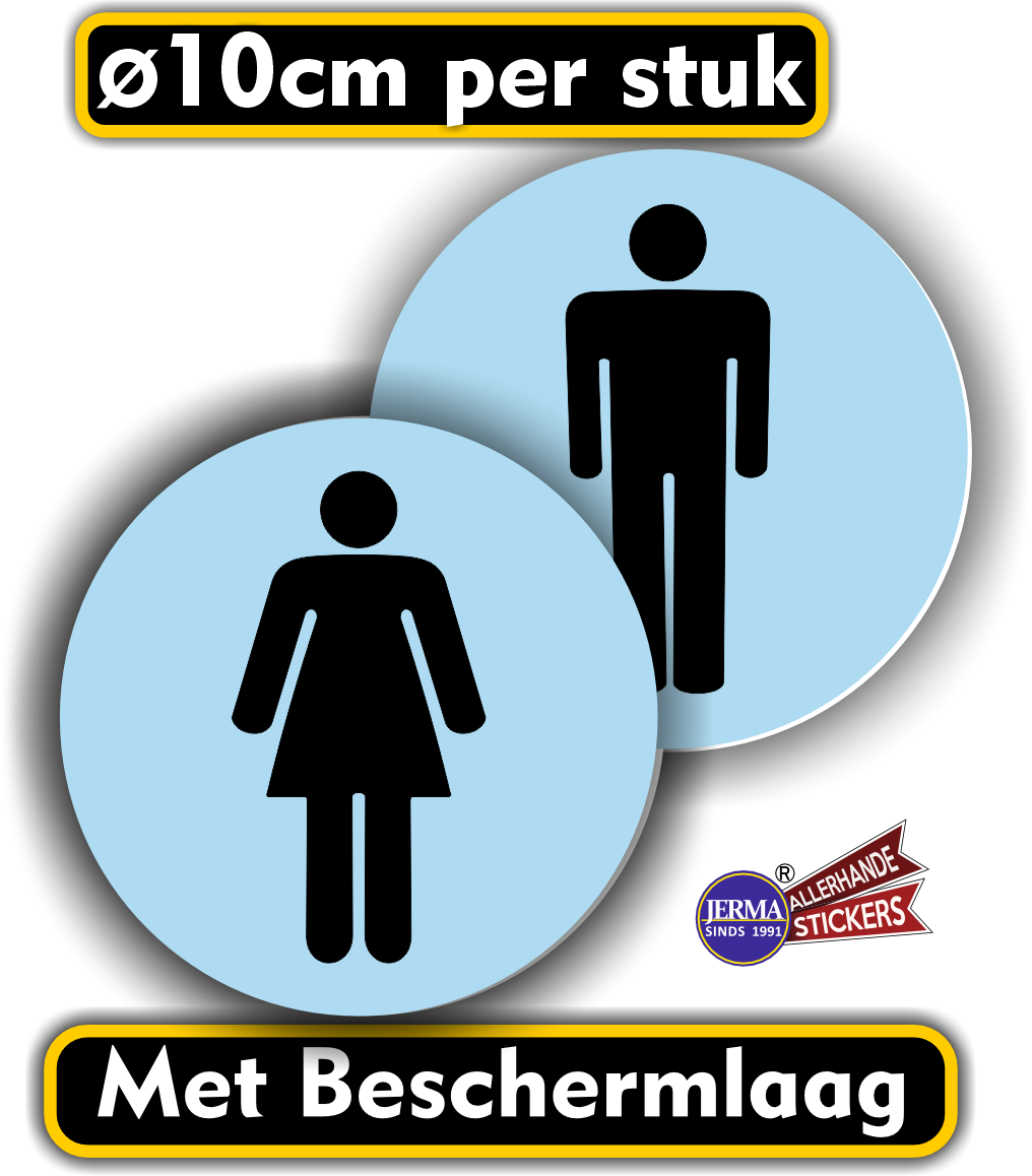 Dames en Heren toilet sticker set 2 stuks blauw  (1226.64)