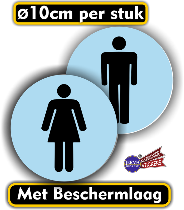 Dames en Heren toilet sticker set 2 stuks blauw  (1226.64)
