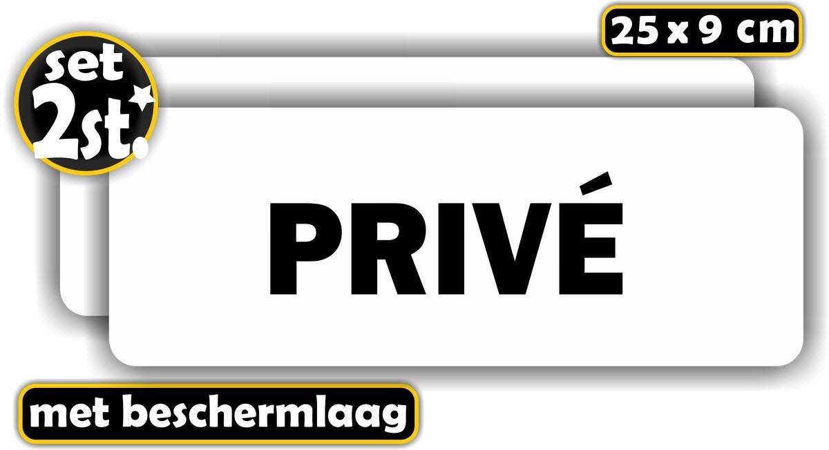 Privé tekst stickers set 2 stuks. (1232.65)