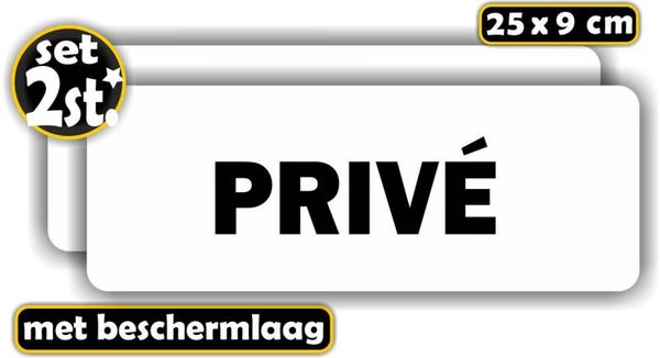 Privé tekst stickers set 2 stuks. (1232.65)