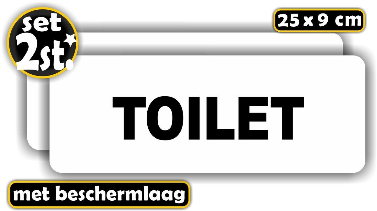 TOILET tekst deursticker set 2 stuks (1234.65)