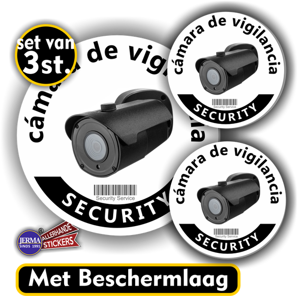 Cameratoezichtstickers set van 3 met Spaanse tekst (1236.66)