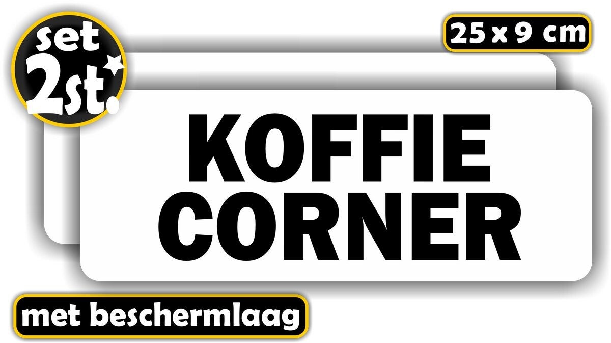 Koffiecorner tekst sticker set 2 stuks (1238.65)