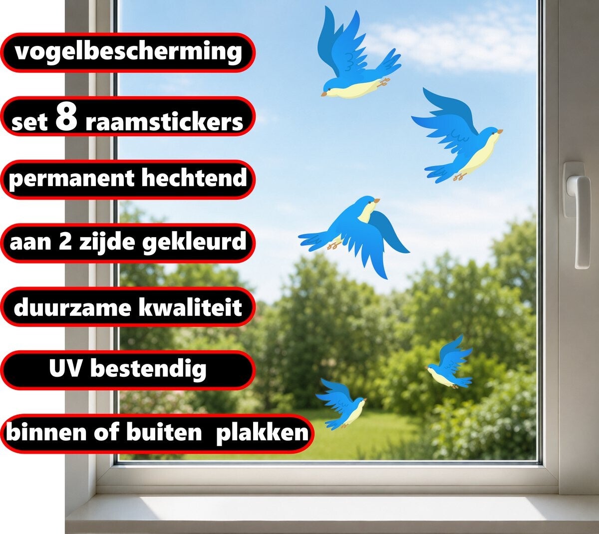 Vogelbescherming raamstickers set 8 vogels (1303.15)