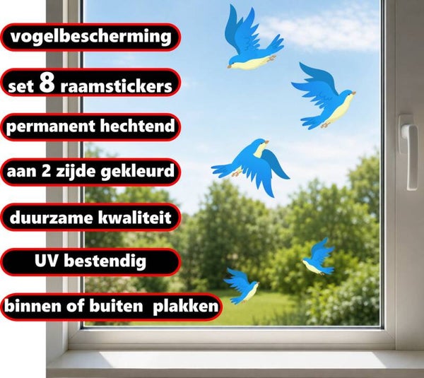 Vogelbescherming raamstickers set 8 vogels (1303.15)