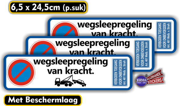 Wegsleepregeling – verkeersbord sticker set 3 st    (1305.66)