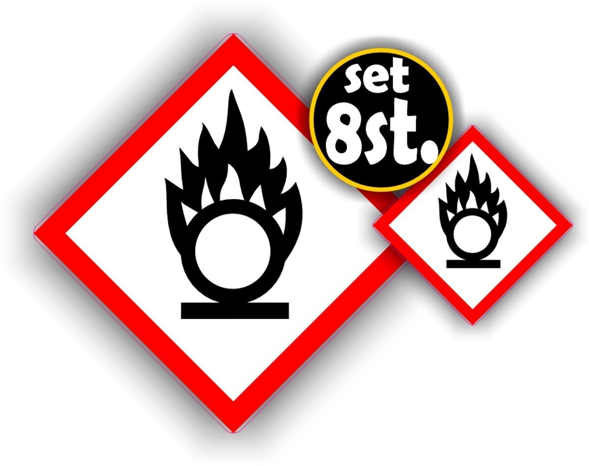 Brandbaar, vlam over cirkel sticker set (1310.67)