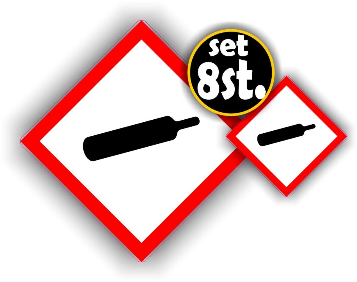 Gasfles onderdruk sticker set  (1311.67)