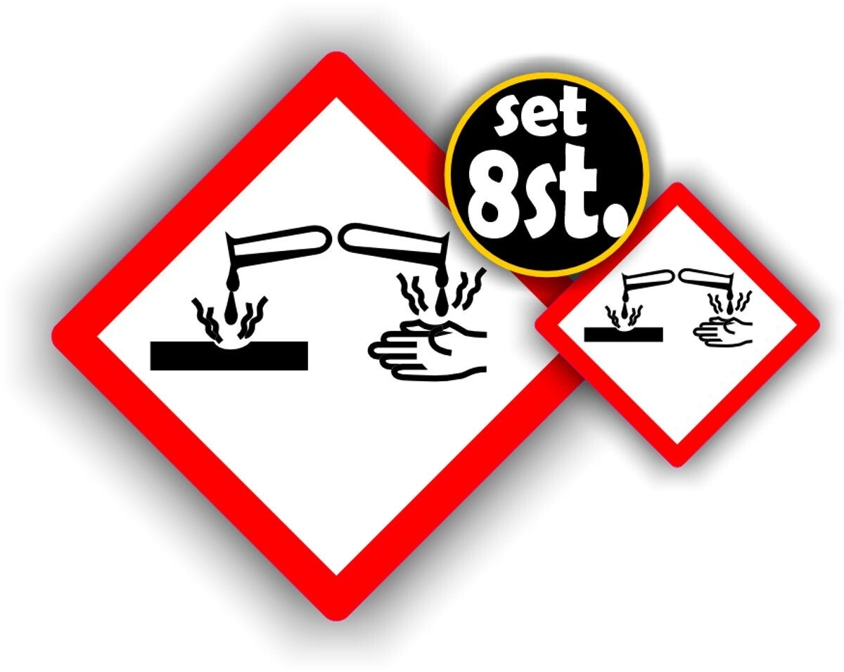 Corrosiviteit bijtende stof sticker set (1312.67)