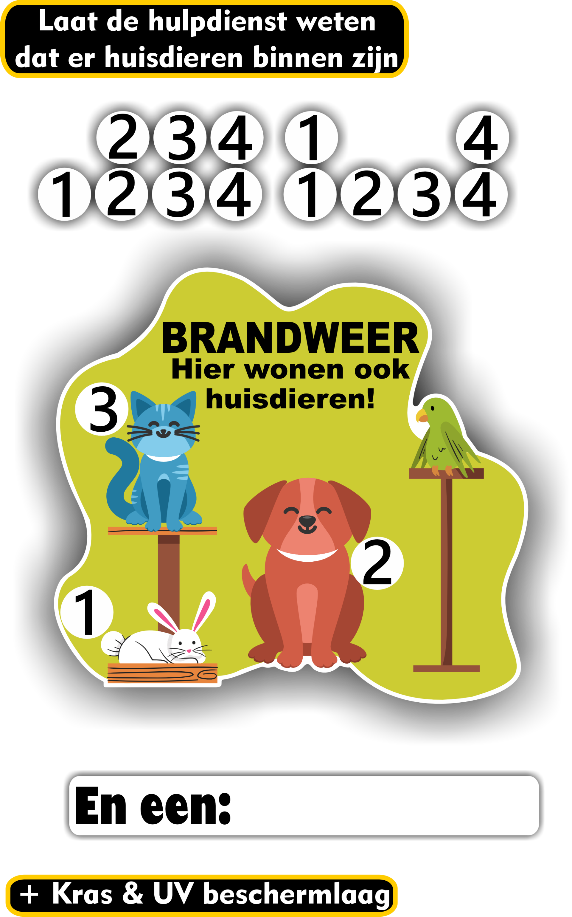 Brandweer huisdieren aanwezig deursticker (1317.67)