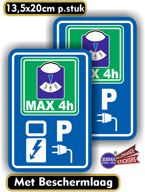 Laadpaal max. 4 uur parkeren Verkeersbord stickers (1331.68)