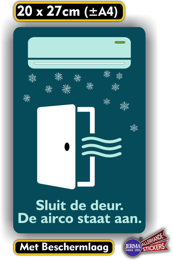 Deur sluiten de airco staat aan sticker  (1338.69)