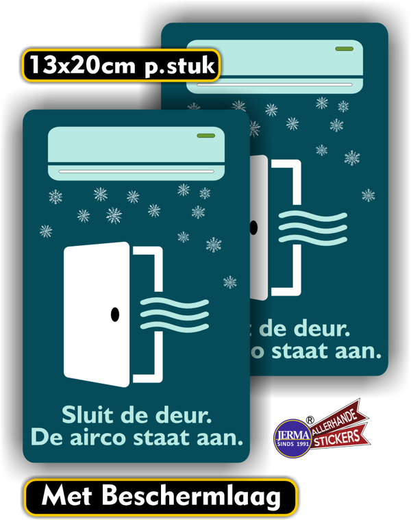 Deur sluiten de airco staat aan stickers 2 st.  (1339.69)