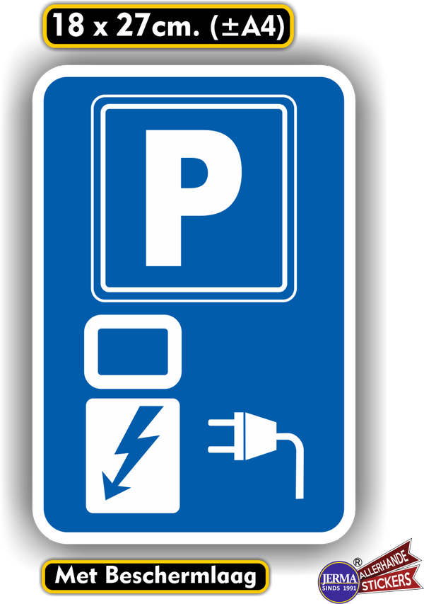 Laadpaal elektrische auto, verkeersbord sticker (1362.70)