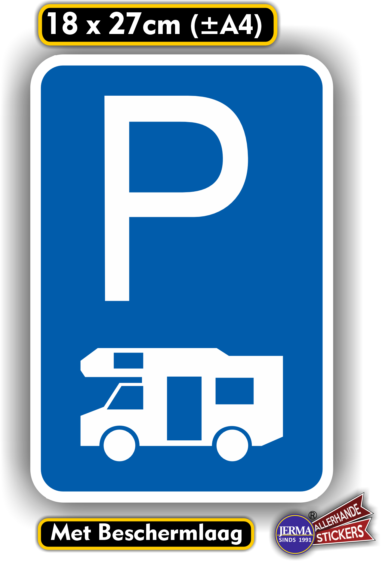 Camper Parkeerplaats. Verkeersbord sticker (1363.70)