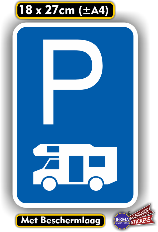 Camper Parkeerplaats. Verkeersbord sticker (1363.70)